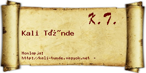 Kali Tünde névjegykártya